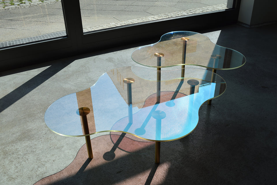 - SALE - CAMO C / dichroic glass / cyan-magenta